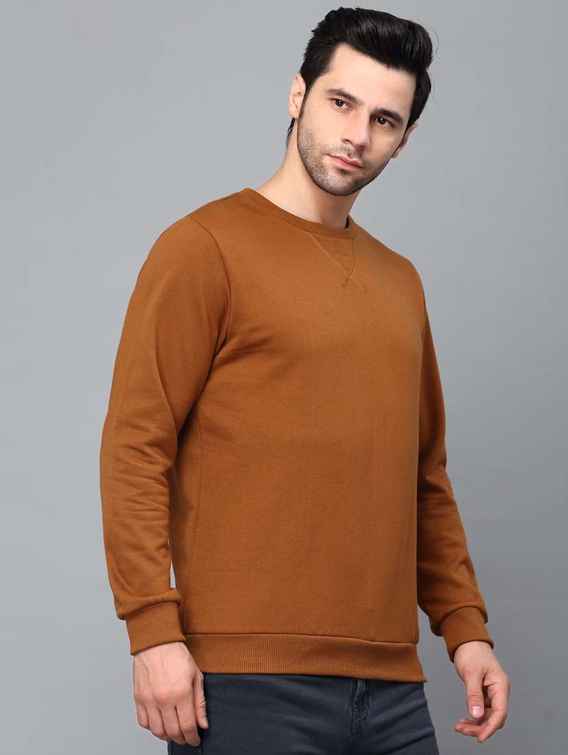 brown fleece plain sweatshirt - 21143703 -  Standard Image - 2