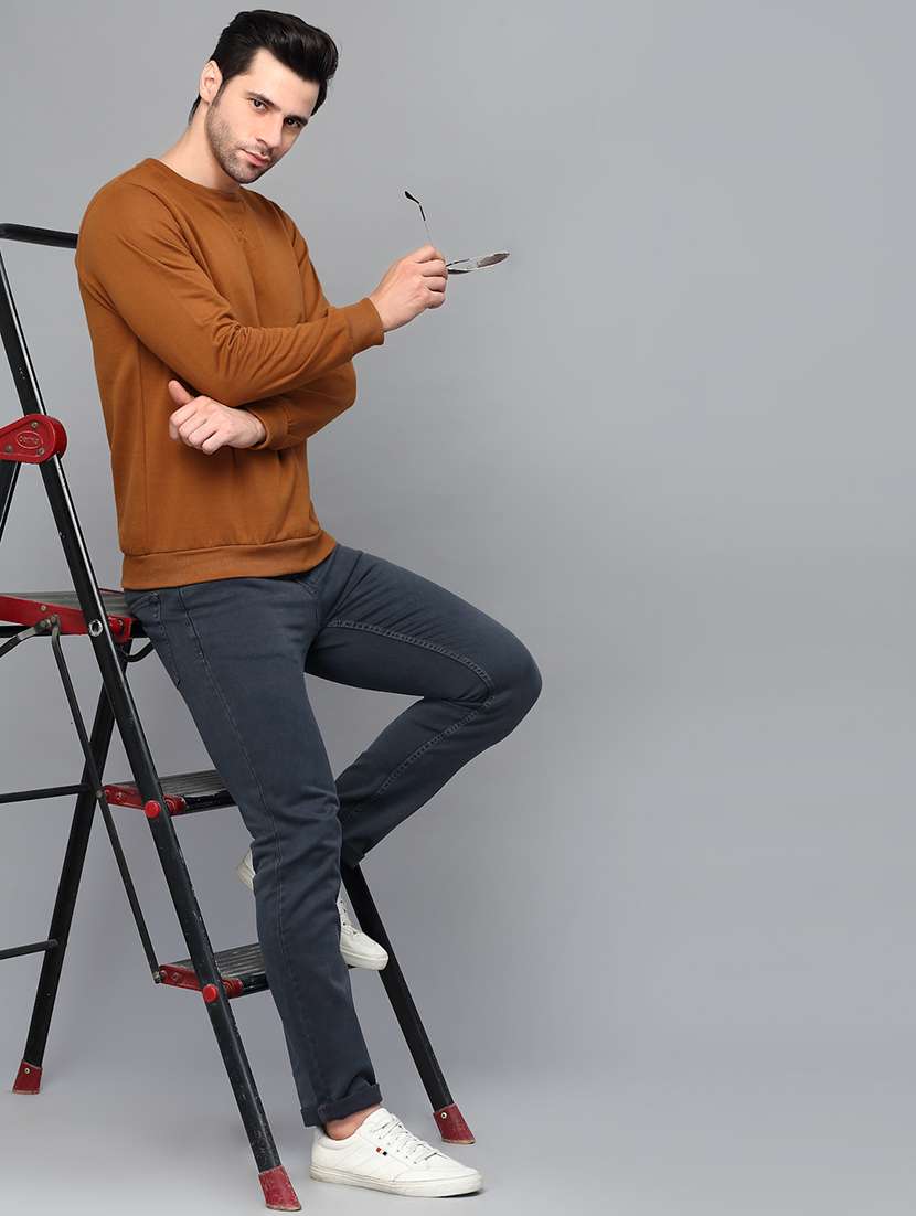 brown fleece plain sweatshirt - 21143703 -  Standard Image - 7