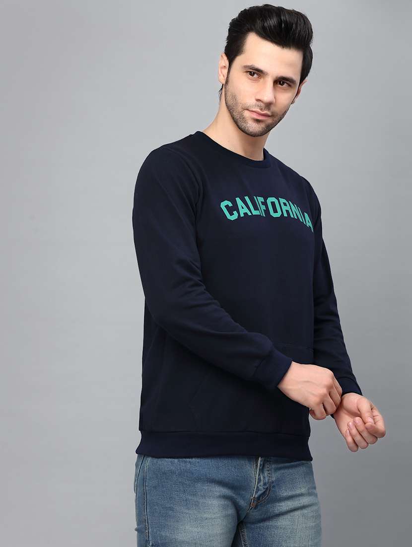 navy blue fleece chest print sweatshirt - 21143706 - Standard Image - 2