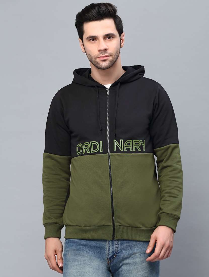 olive fleece color block sweatshirt - 21143712 - Zoom Image - 0