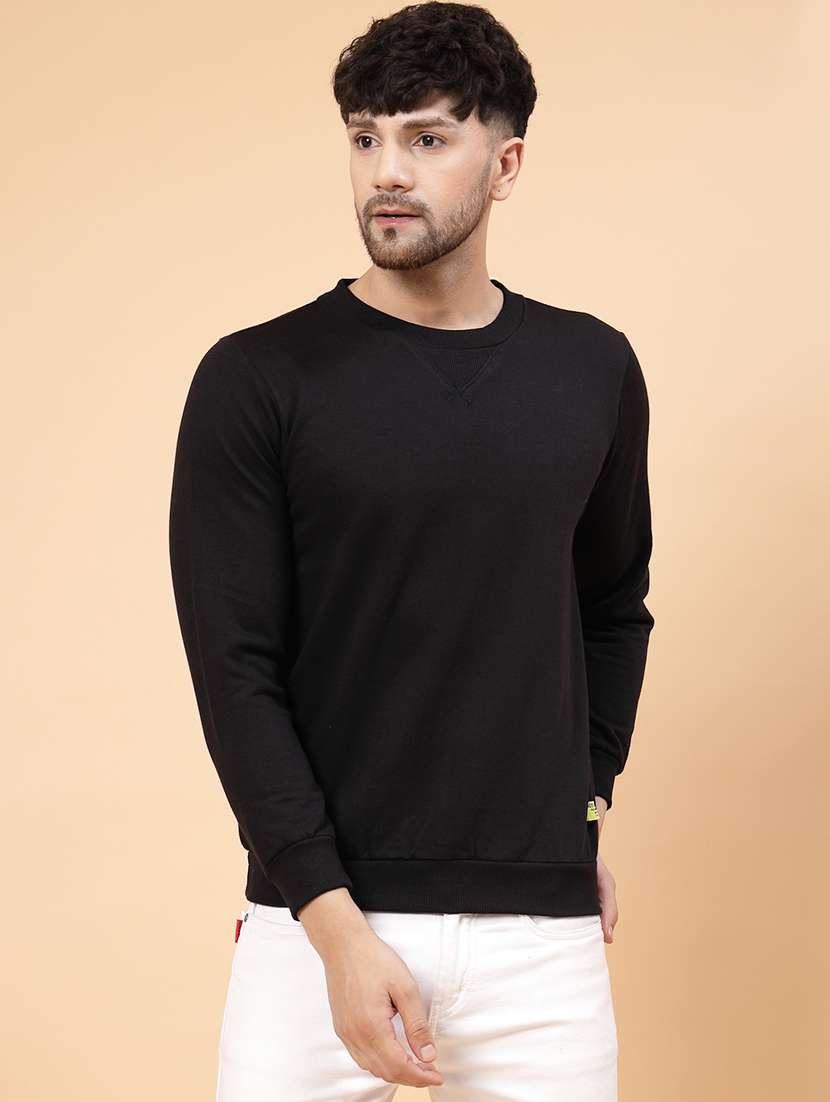 solid black round neck sweatshirt