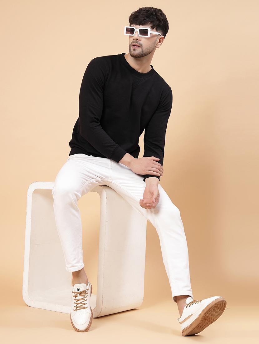 solid black round neck sweatshirt - 21143728 - Standard Image - 2