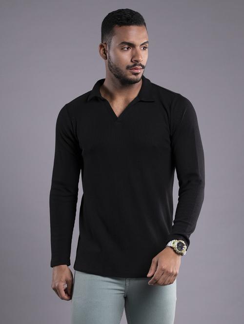 men black regular fit plain polo t-shirt - 21143776 - Standard Image - 0