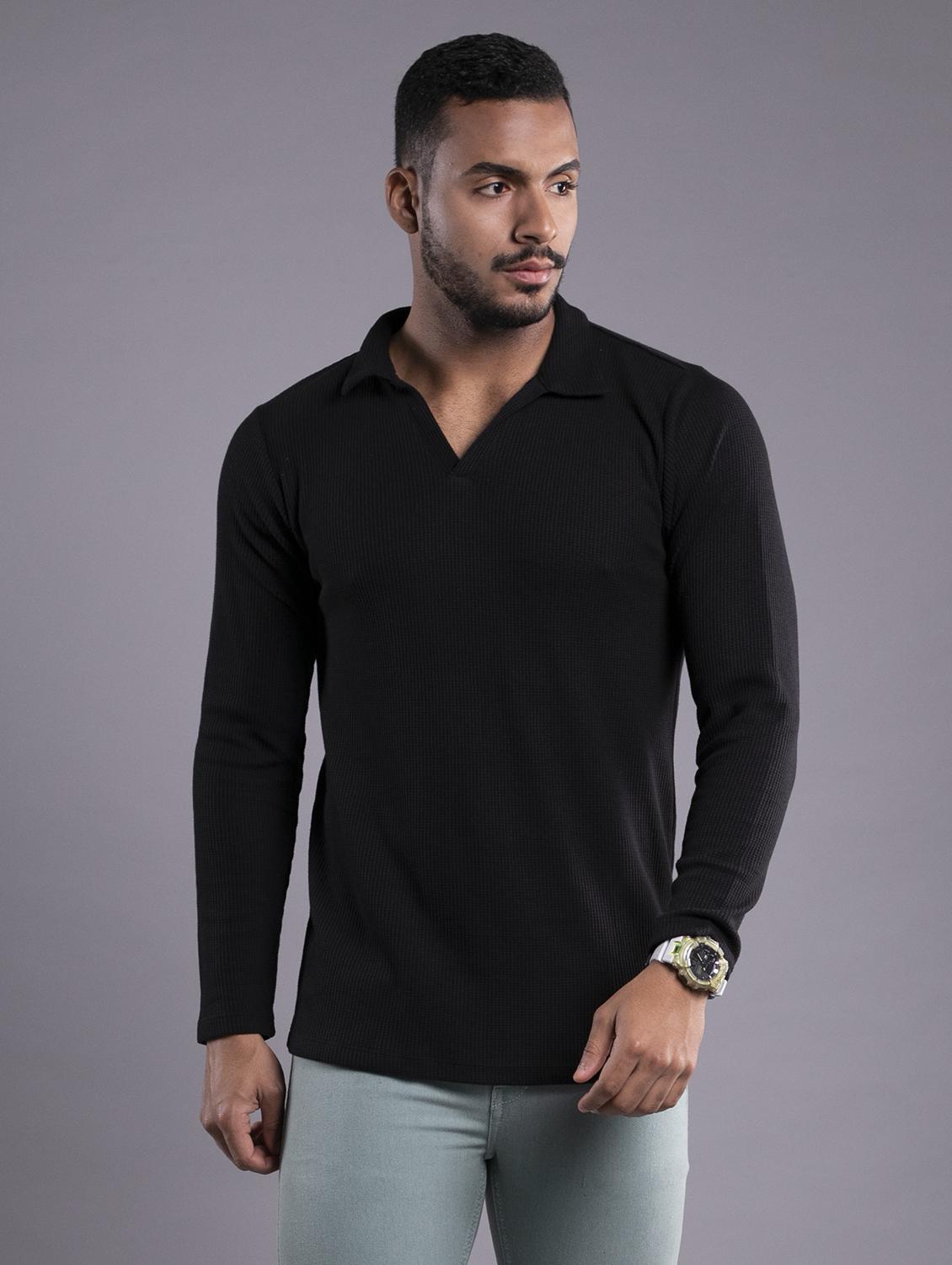 men black regular fit plain polo t-shirt - 21143776 - Zoom Image - 0