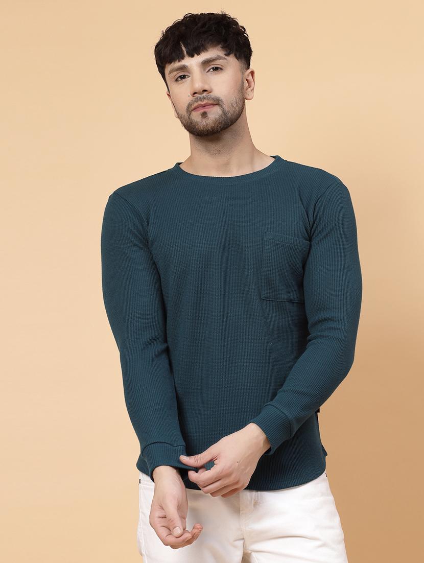men teal regular fit plain t-shirt - 21143784 - Zoom Image - 0