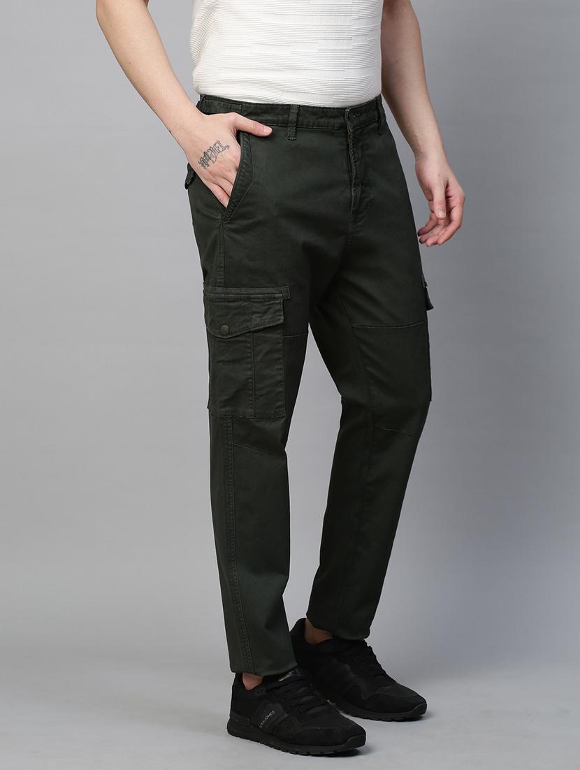 solid green casual cargo trouser - 21143942 - Standard Image - 2