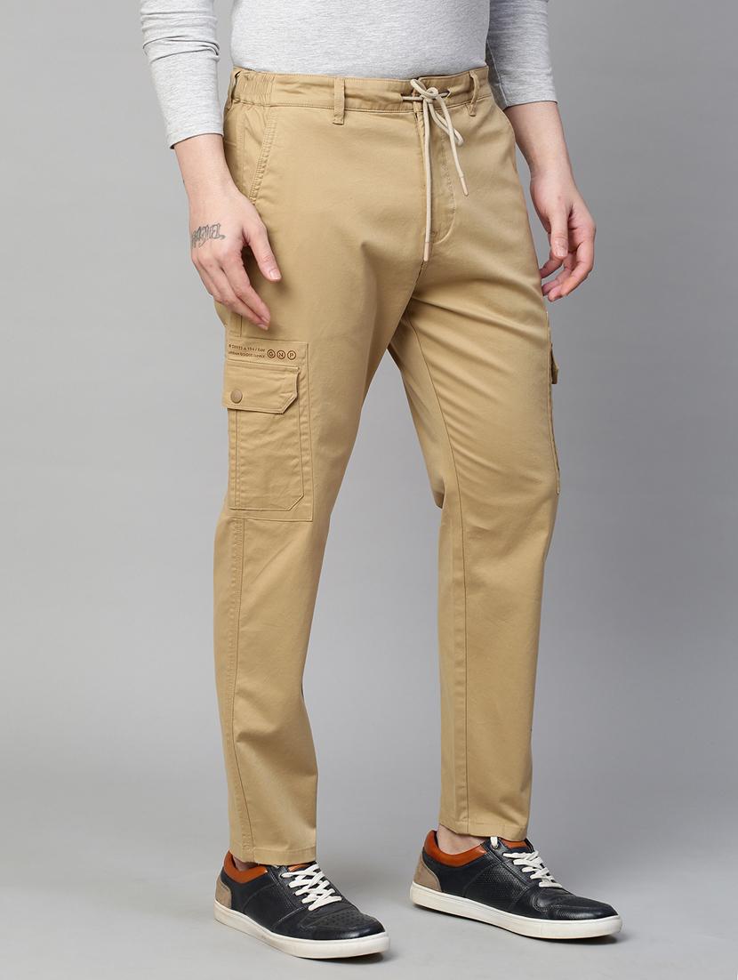 solid khaki casual cargo trouser - 21143946 - Standard Image - 2
