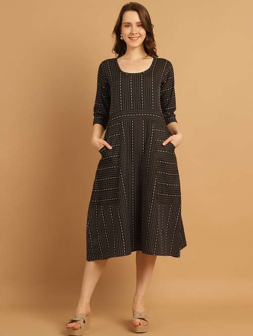 black printed a-line dress - 21144004 - Standard Image - 0