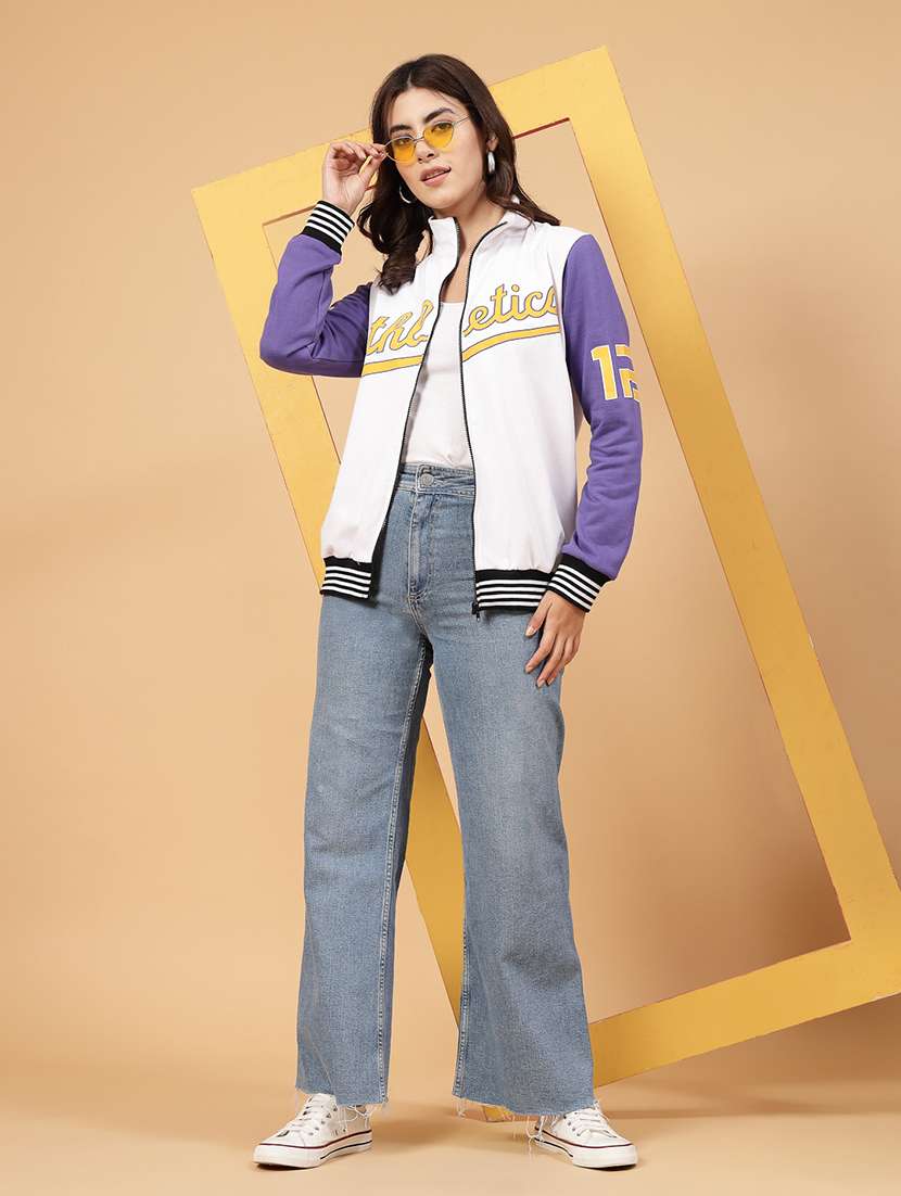 white fleece colourblocked varsity jacket  - 21144434 -  Standard Image - 7