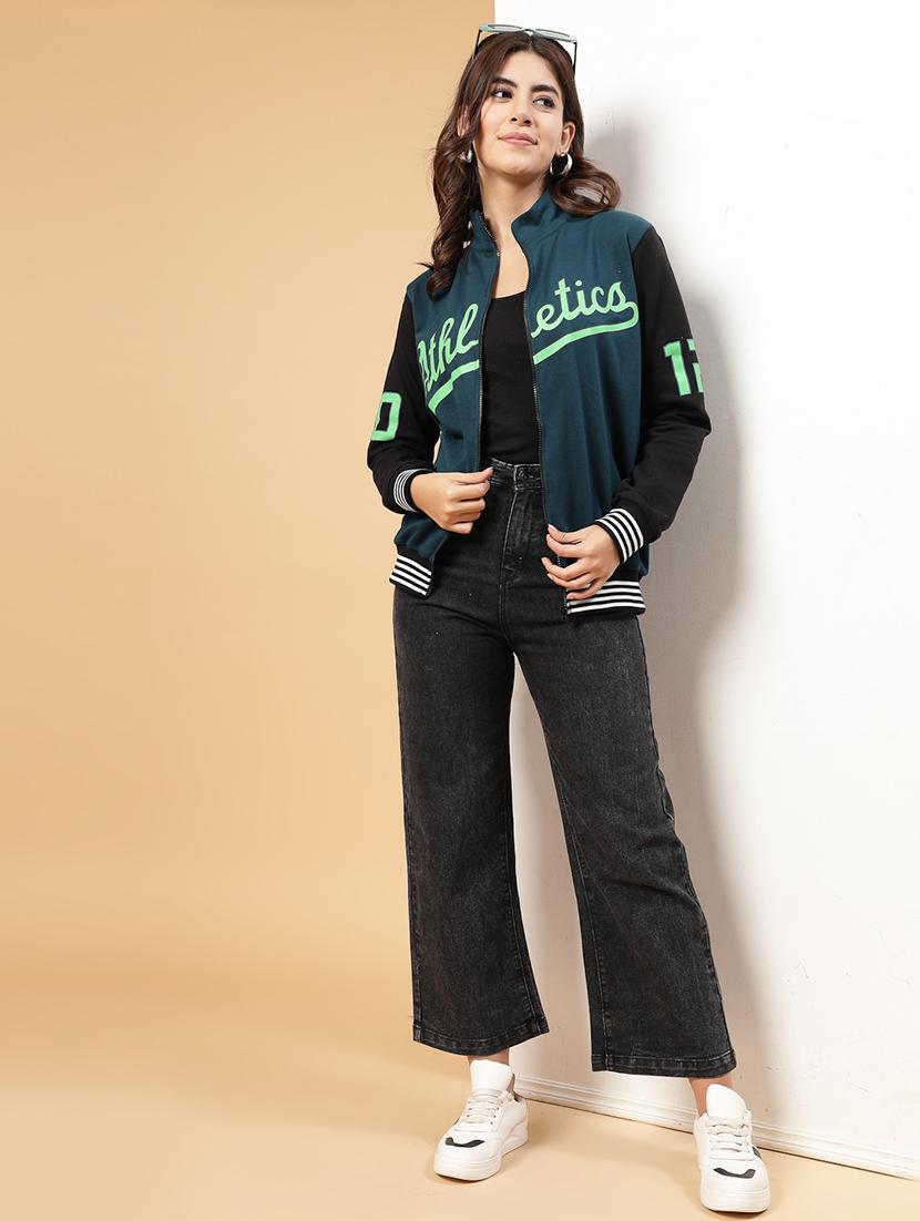teal fleece colourblocked varsity jacket - 21144435 - Standard Image - 7