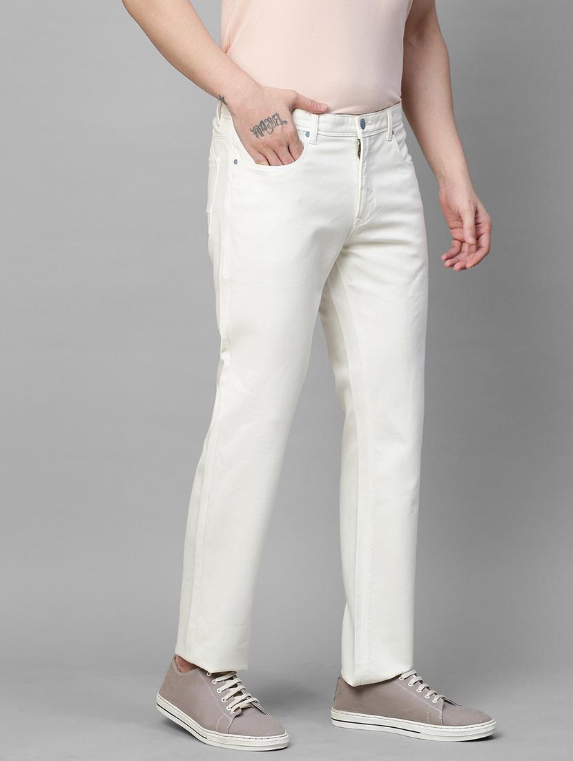 solid white casual chinos trouser - 21144437 - Standard Image - 2