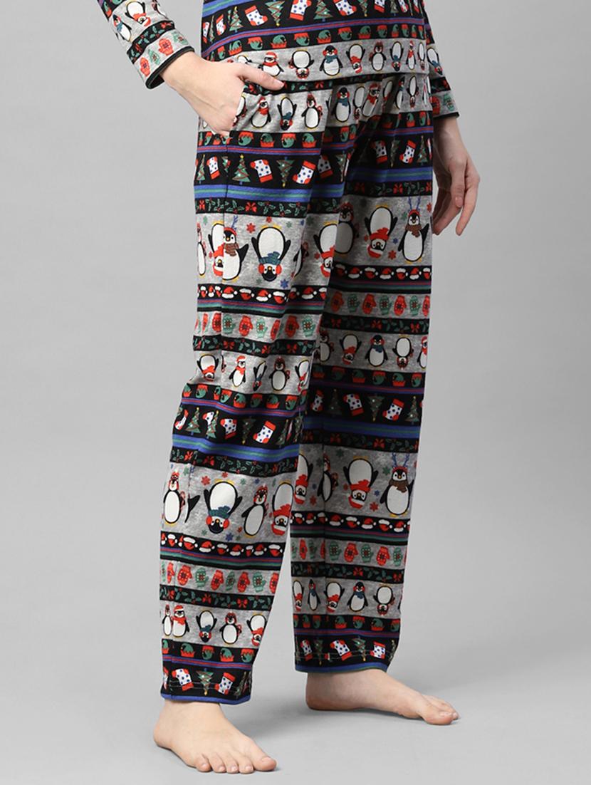 grey cotton printed pajama - 21144561 - Standard Image - 2