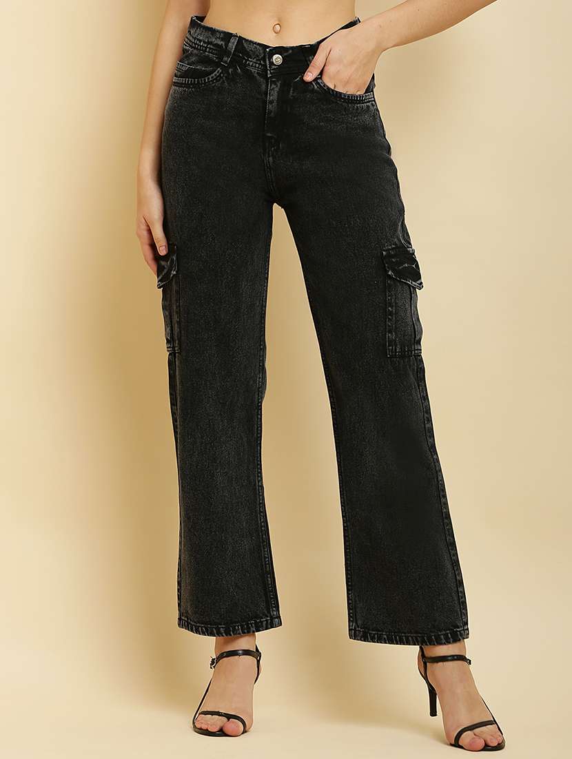 black denim cargos trouser