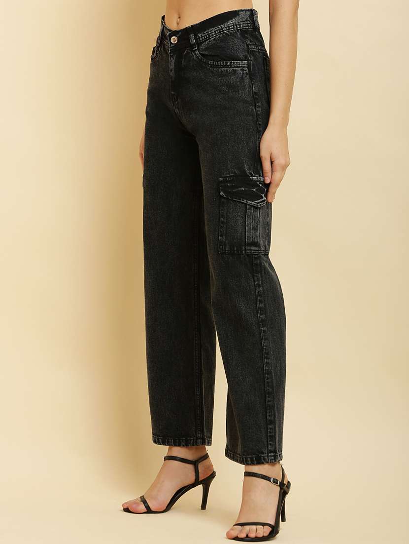 black denim cargos trouser - 21144572 - Standard Image - 2