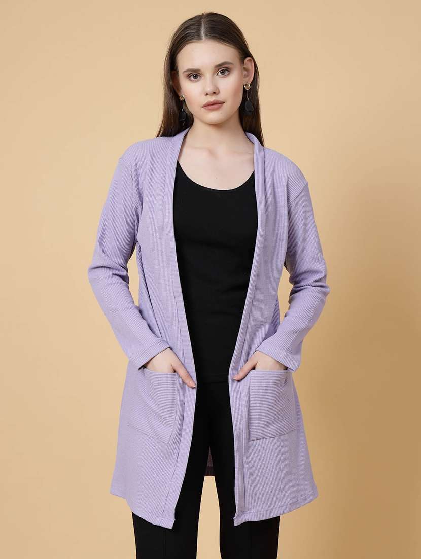 solid lavender casual shrug