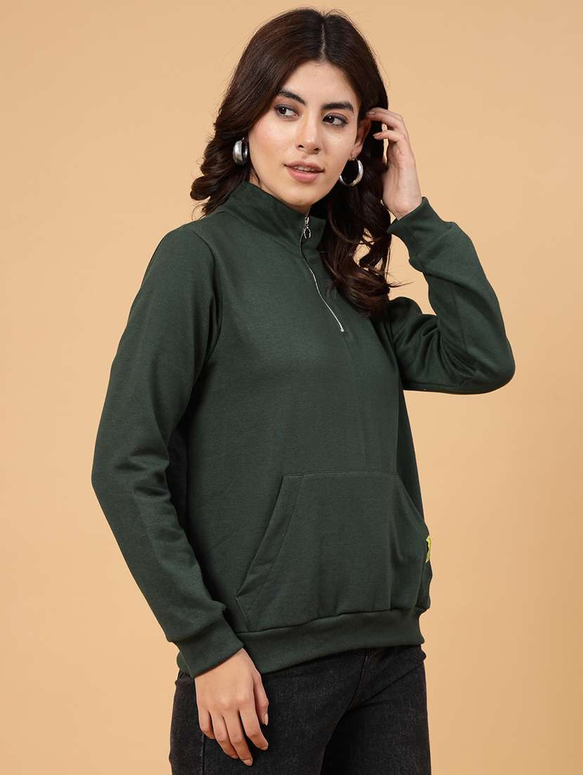 green fleece back print sweatshirt - 21144575 -  Standard Image - 2