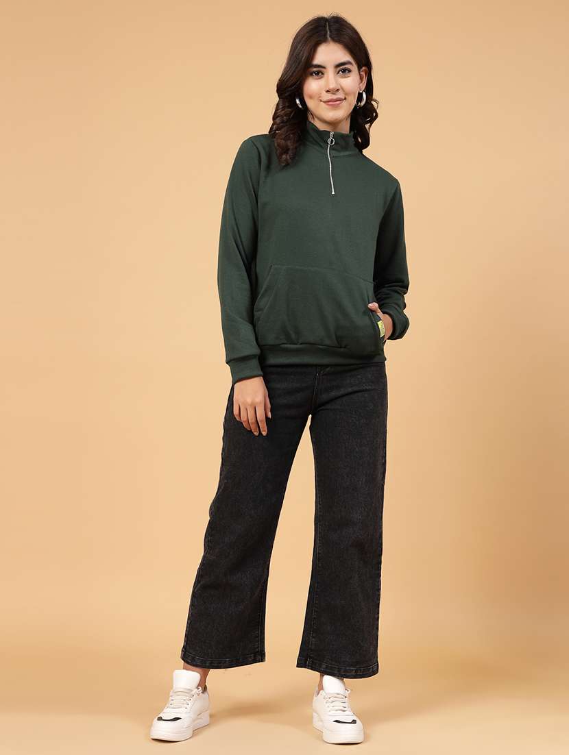 green fleece back print sweatshirt - 21144575 -  Standard Image - 7