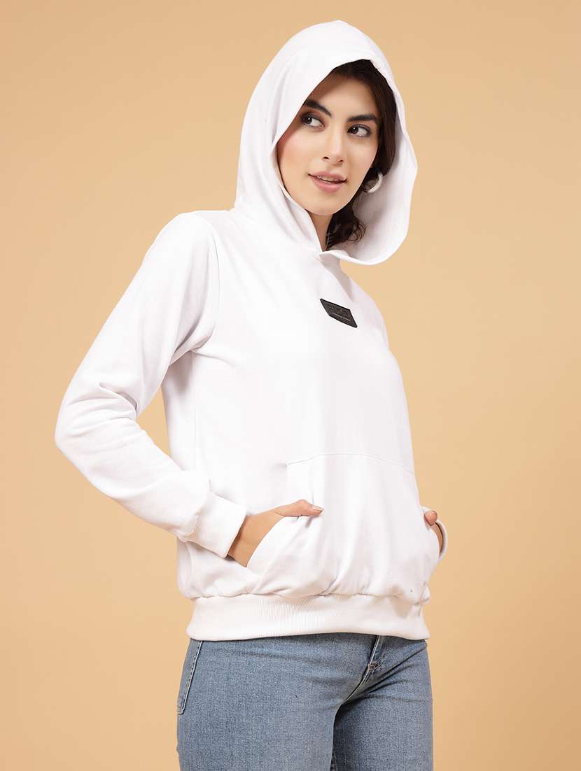 white fleece back print sweatshirt - 21144579 -  Standard Image - 2