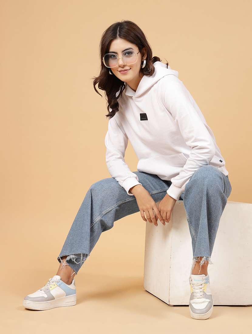white fleece back print sweatshirt - 21144579 -  Standard Image - 7