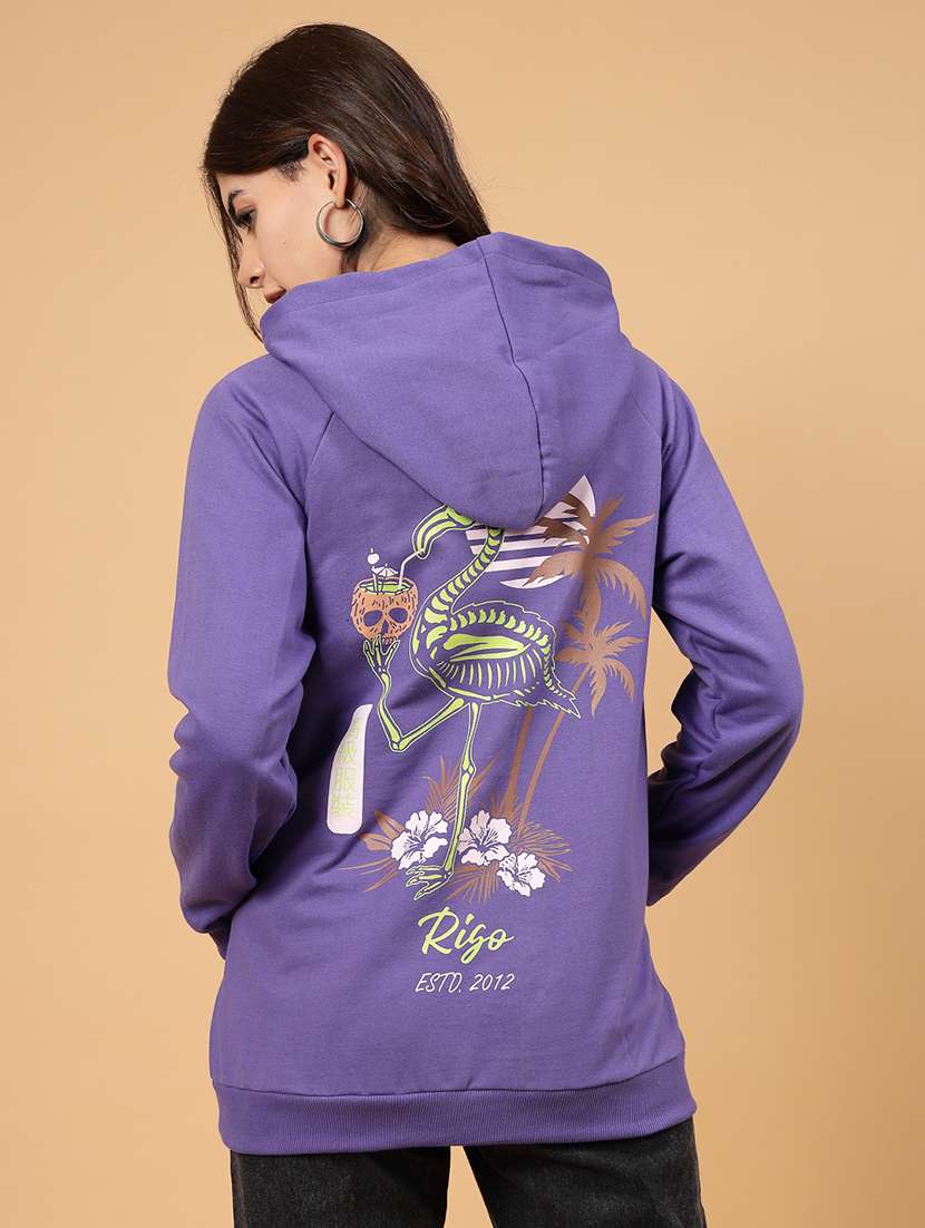 purple fleece back print sweatshirt - 21144582 -  Standard Image - 7