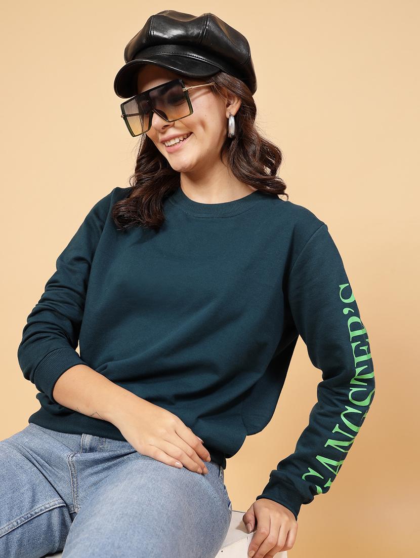 green fleece back print sweatshirt - 21144583 - Standard Image - 7