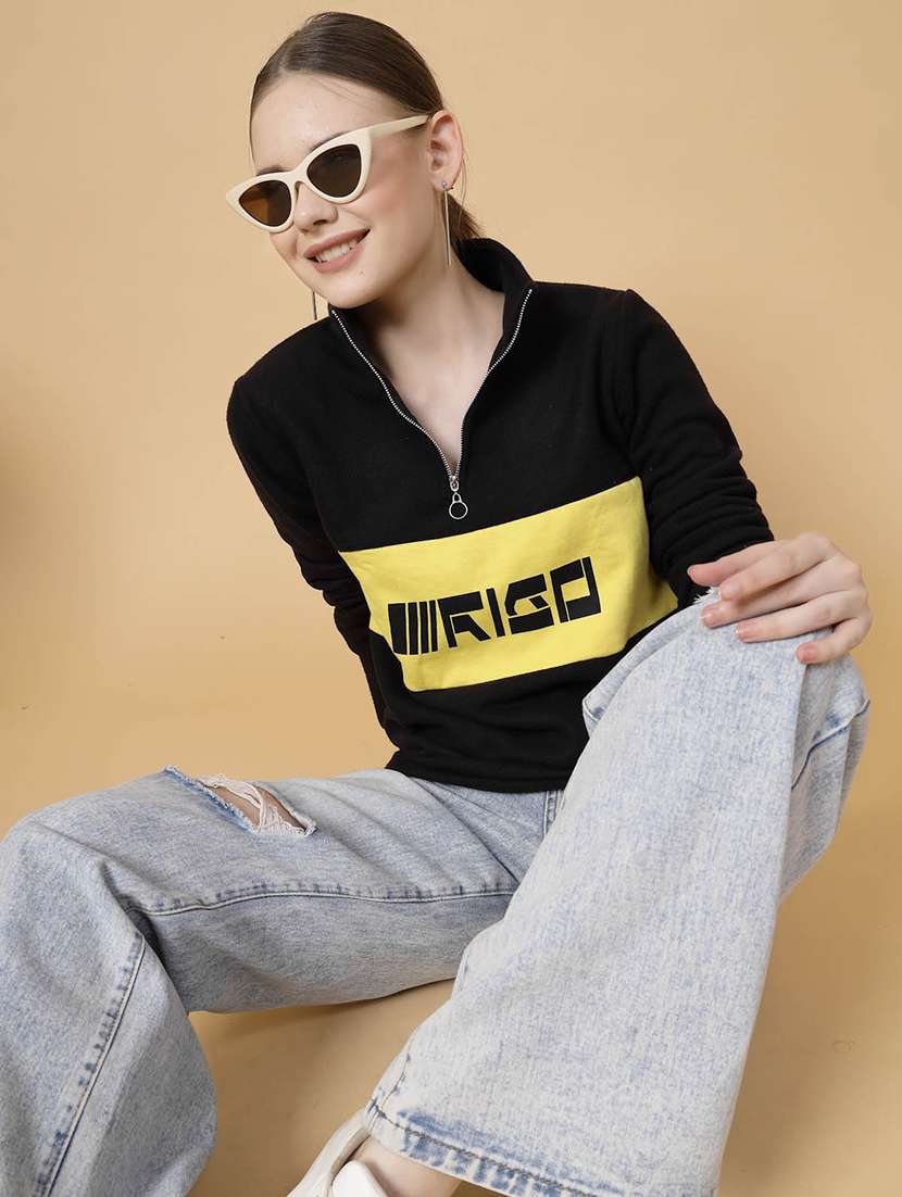 black fleece front print sweatshirt - 21144587 - Standard Image - 7