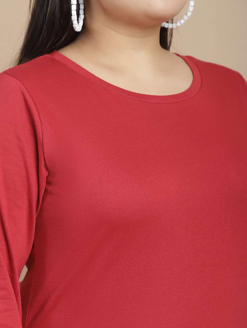 maroon cotton blend high slit tunic - 21144760 - Standard Image - 7