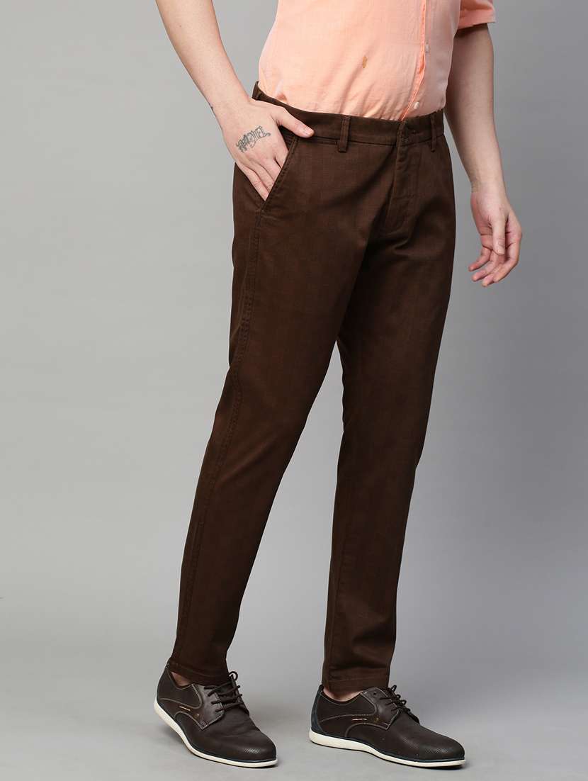 brown checked printed casual trouser - 21144896 -  Standard Image - 2