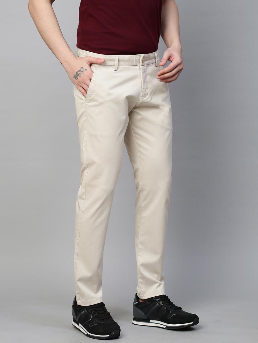 solid cream casual trouser - 21144897 - Standard Image - 2