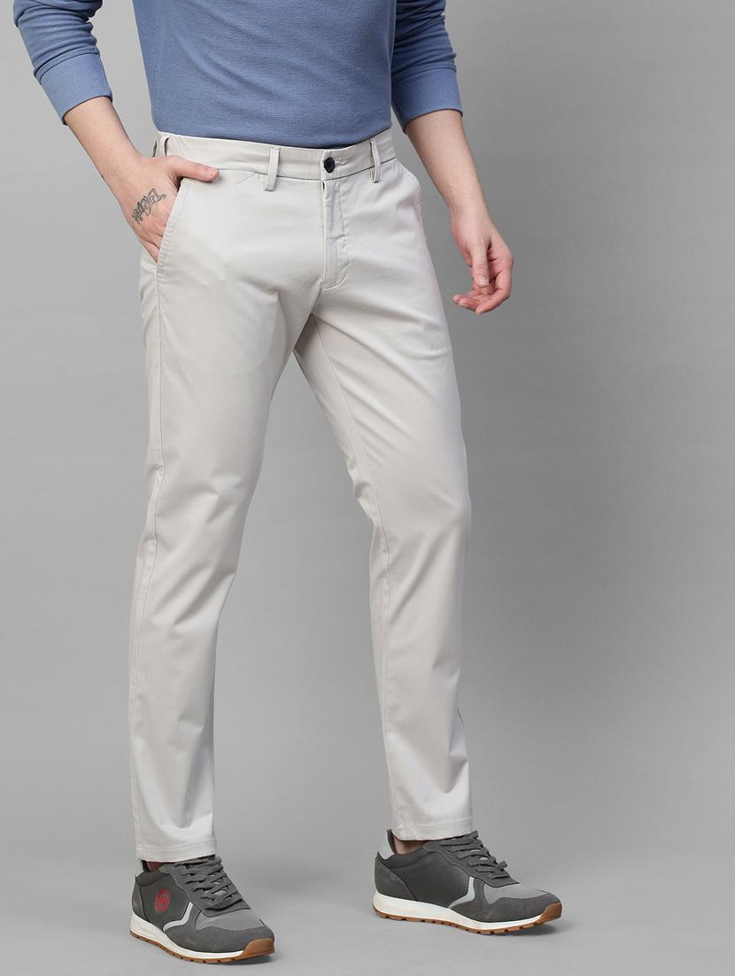 men grey solids flat front casual trousers - 21144901 - Standard Image - 2