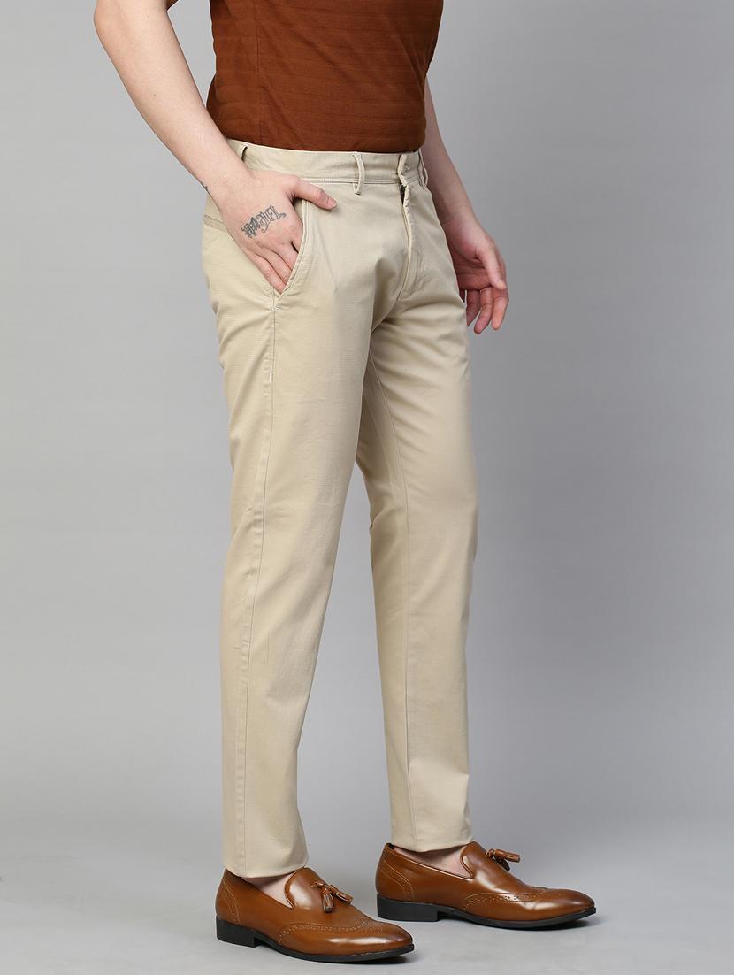 men solids flat front casual trouser - 21144918 - Standard Image - 2