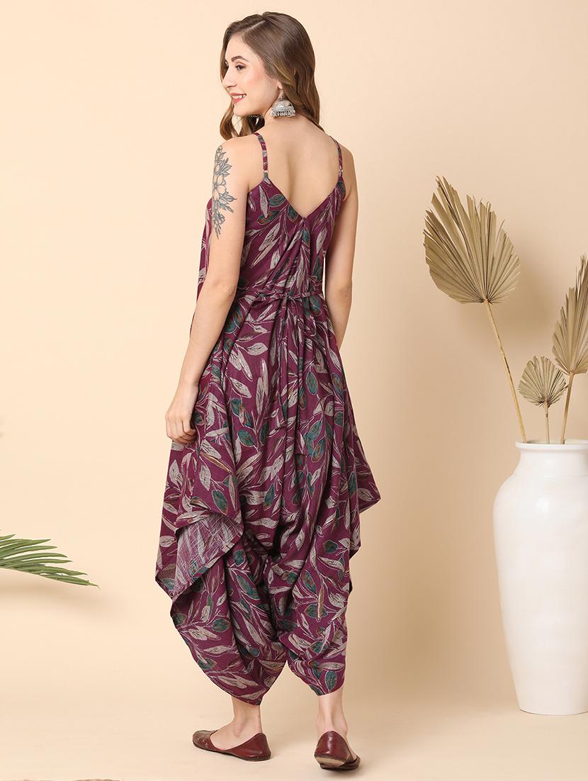 globus women purple allover printed dhoti style jumpsuit - 21145013 - Standard Image - 2