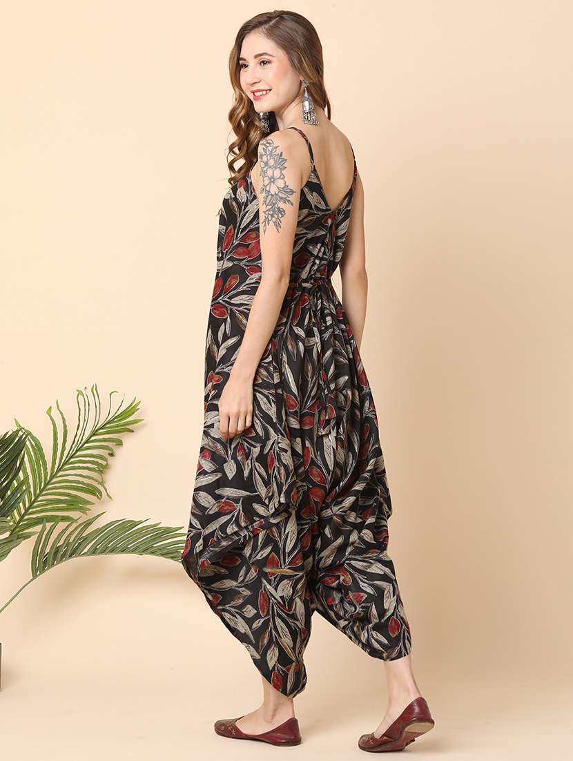 globus women black allover printed dhoti style jumpsuit - 21145014 -  Standard Image - 2