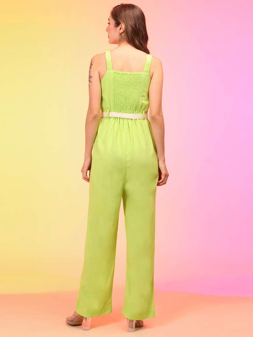globus women lime sweetheart neck waist tie-ups jumpsuit - 21145015 - Standard Image - 2