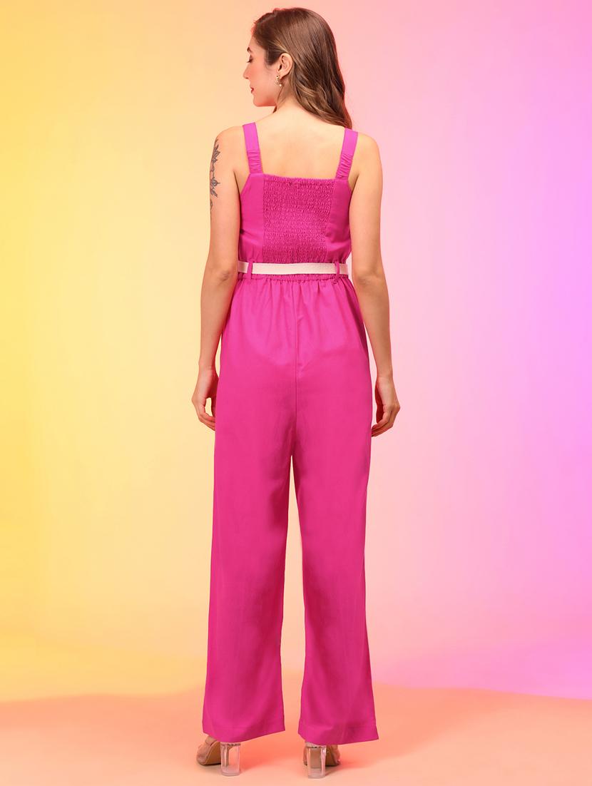solid pink full length jumpsuit - 21145016 - Standard Image - 2