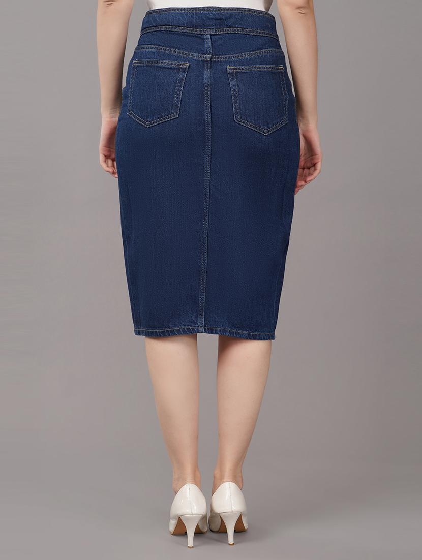 solid blue denim pencil skirt - 21145169 - Standard Image - 2
