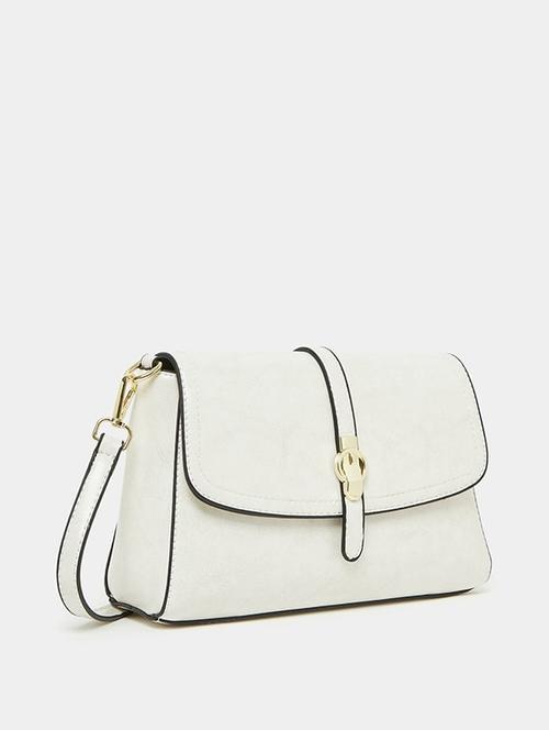 white solid leather sling bag - 21145179 - Standard Image - 0