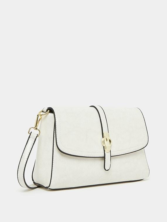 white solid leather sling bag - 21145179 - Zoom Image - 0
