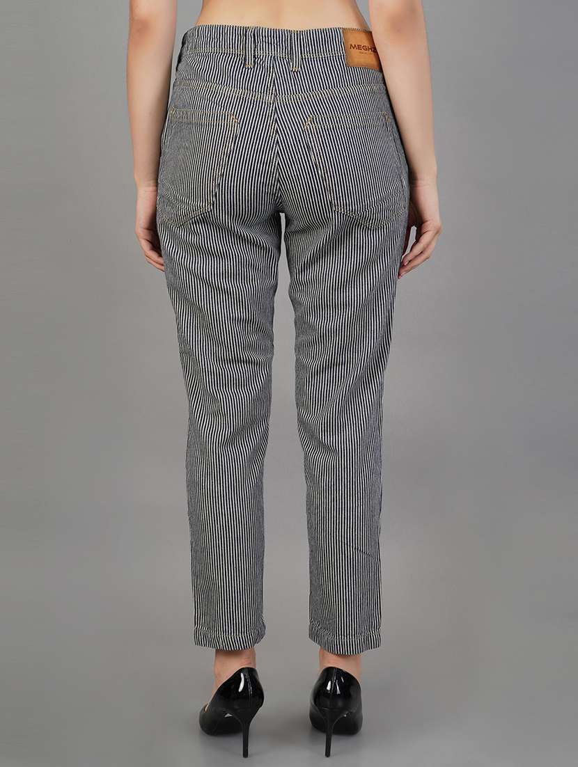 white & black striped pleated trouser - 21145205 -  Standard Image - 2