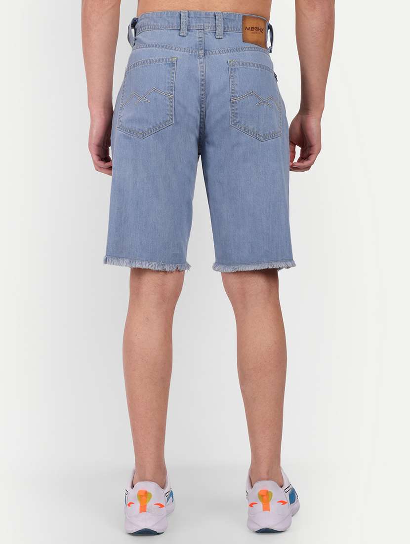 light blue printed denim shorts - 21145241 - Standard Image - 2
