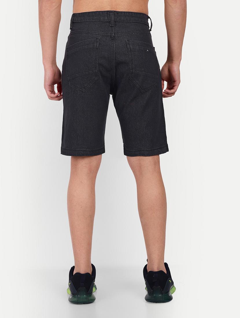 solid black denim shorts - 21145251 - Standard Image - 2