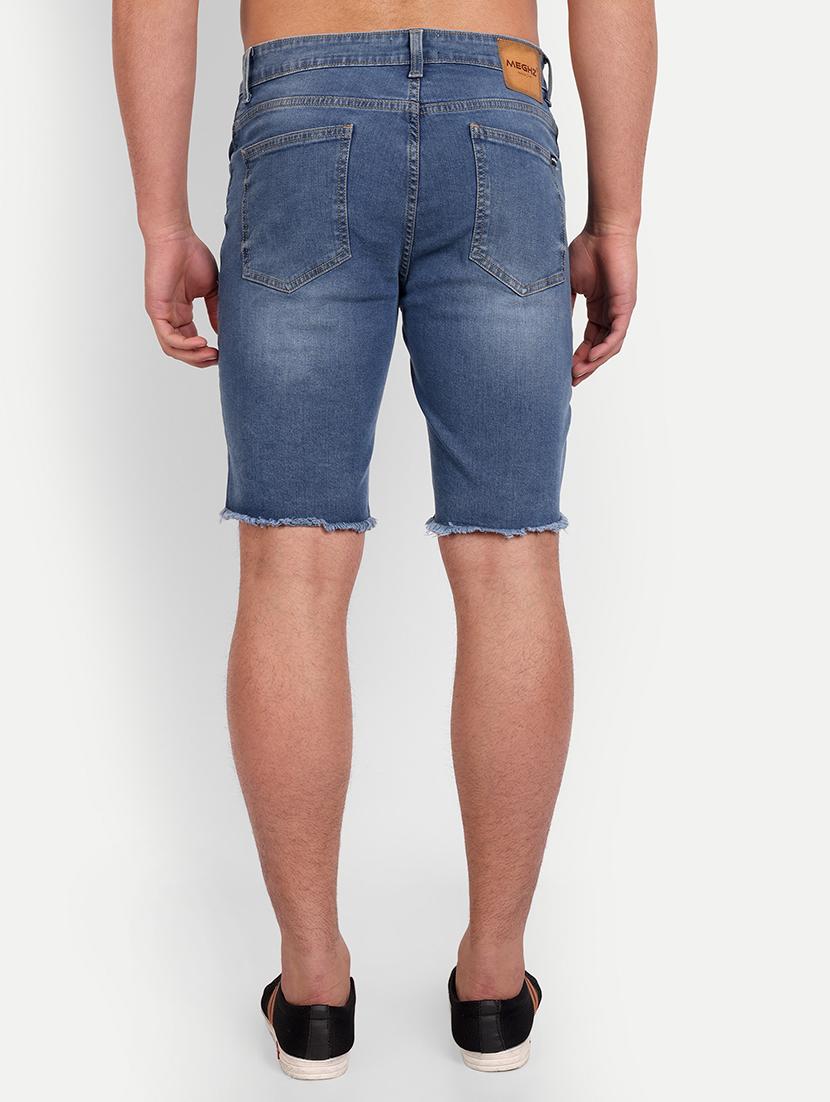 solid blue denim shorts - 21145252 - Standard Image - 2