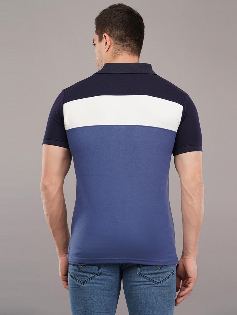 blue colourblocked polo t-shirt - 21145269 - Standard Image - 2