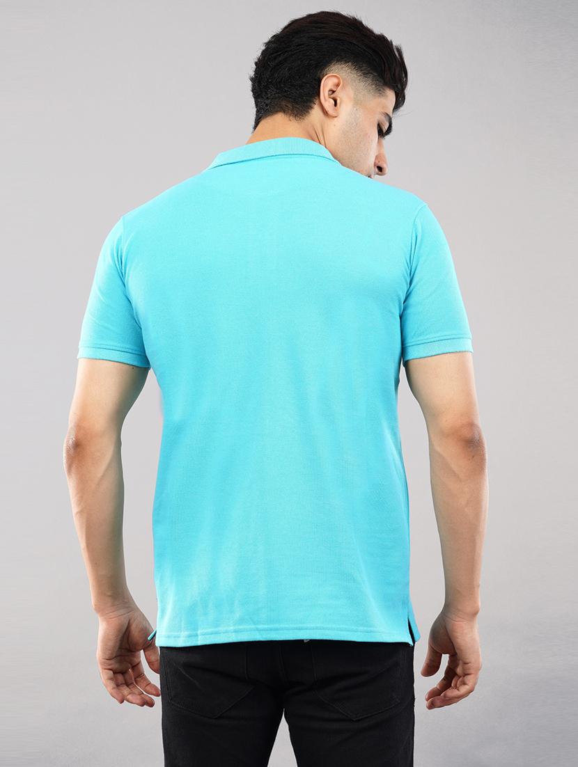 turquoise blue front printed polo t-shirt - 21145278 - Standard Image - 2