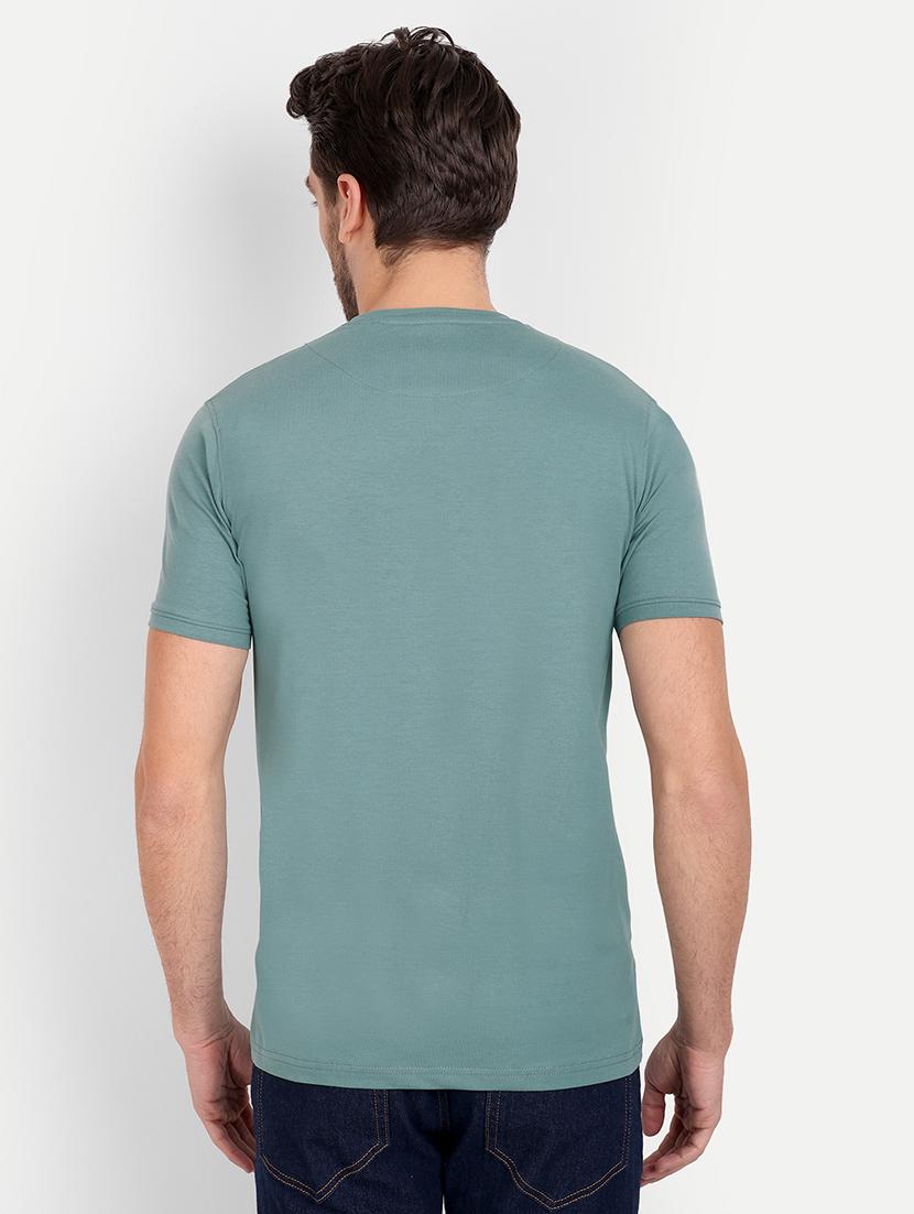 solid green cotton blend t-shirt - 21145301 - Standard Image - 2