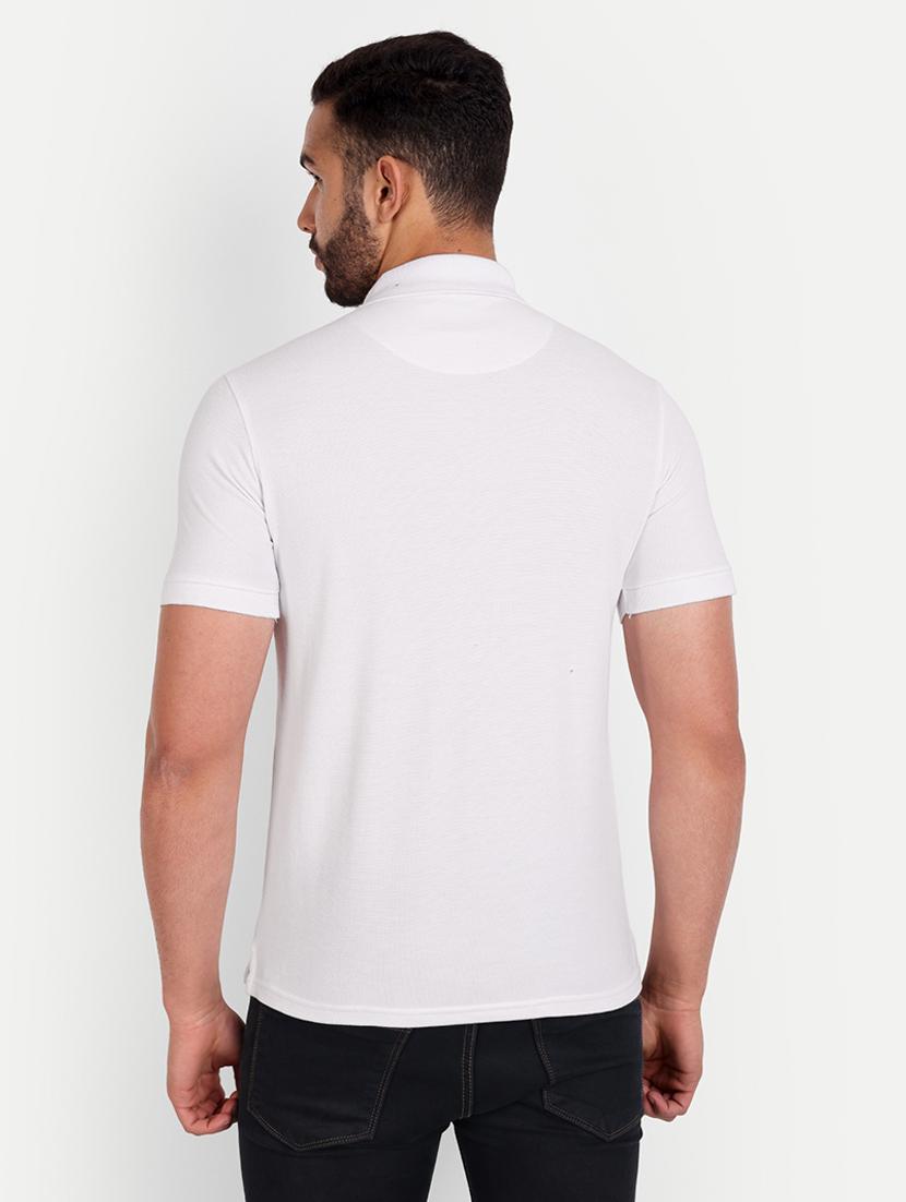 solid white cotton blend polo t-shirt - 21145307 - Standard Image - 2