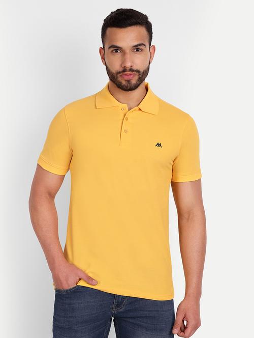 solid yellow cotton blend polo t-shirt - 21145308 - Standard Image - 0