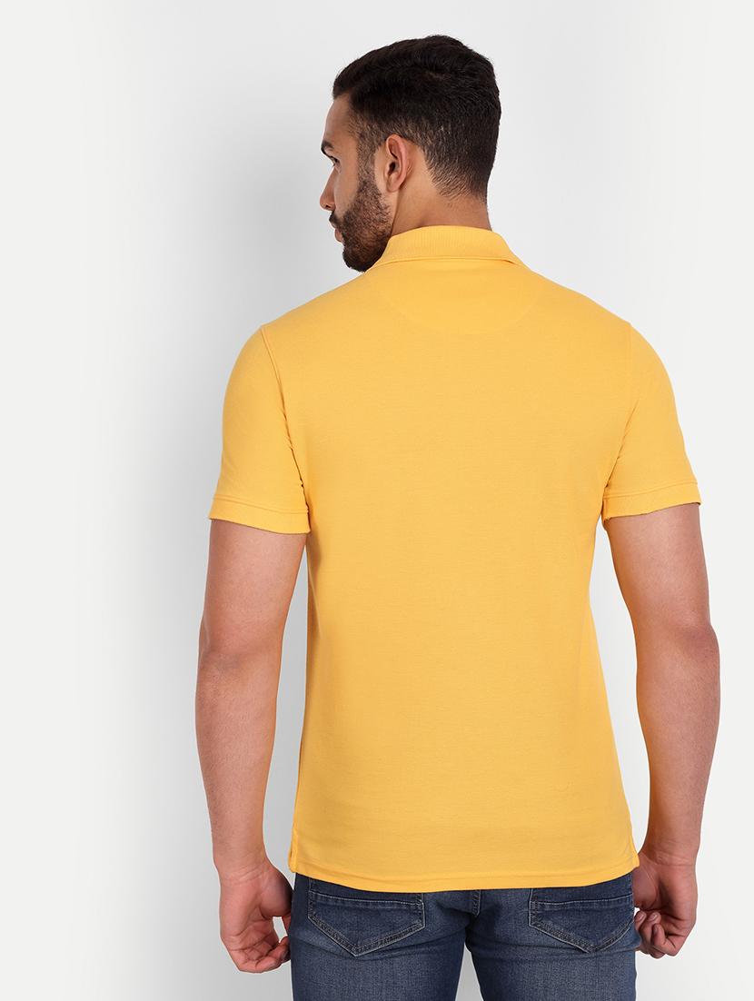 solid yellow cotton blend polo t-shirt - 21145308 - Standard Image - 2