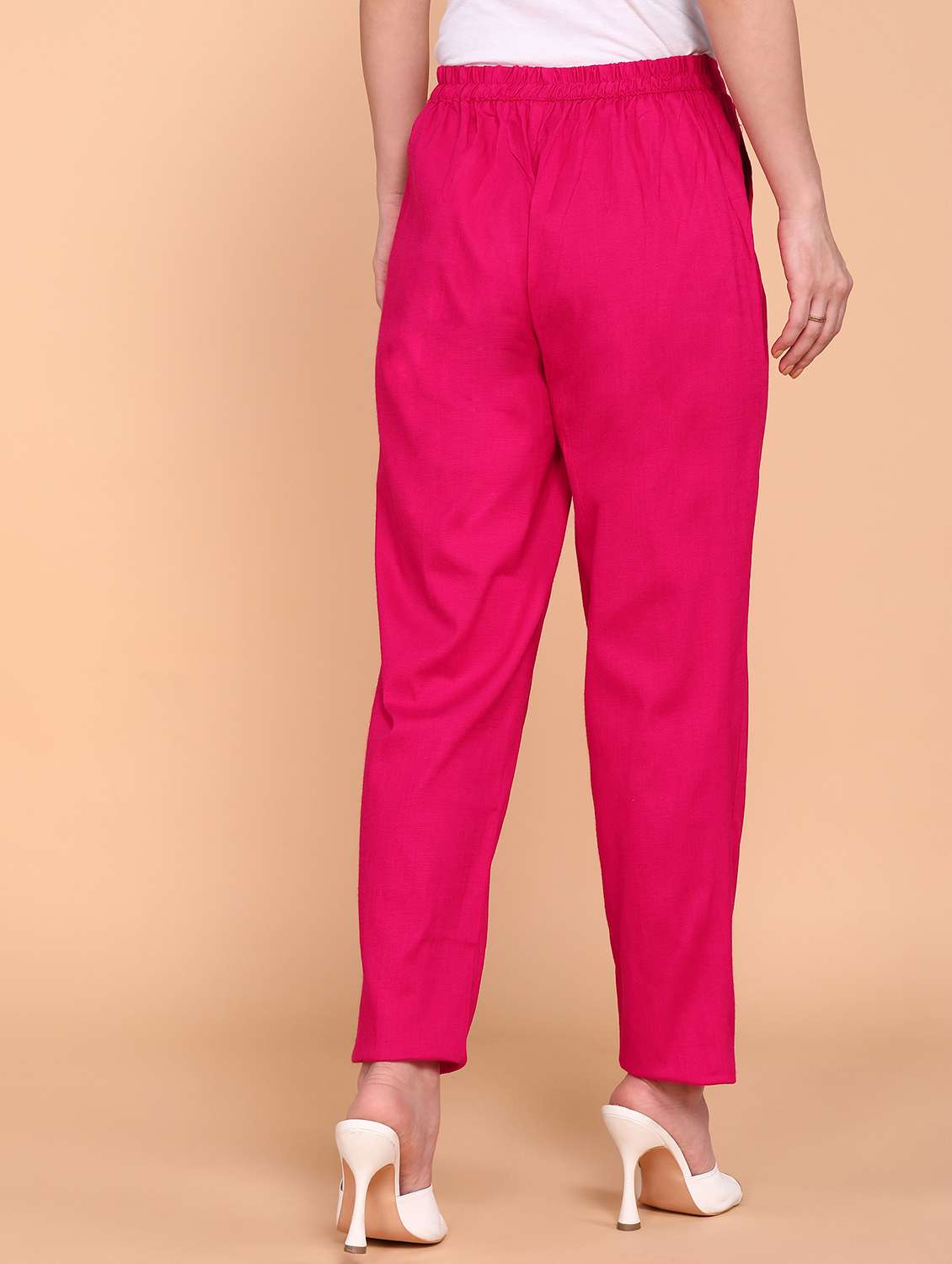 solid pink flat front trouser - 21145355 - Standard Image - 2