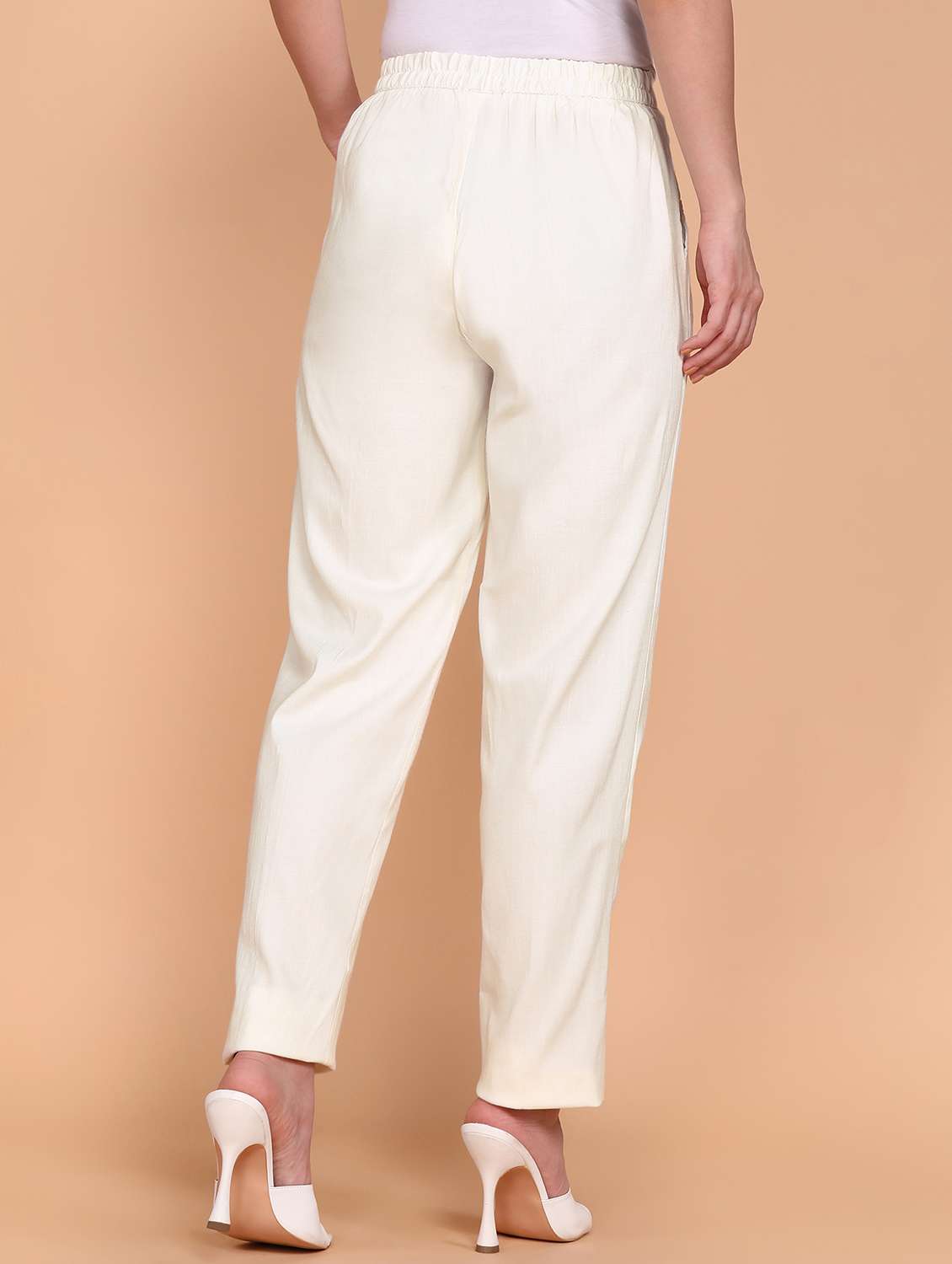 solid white flat front trouser - 21145356 - Standard Image - 2